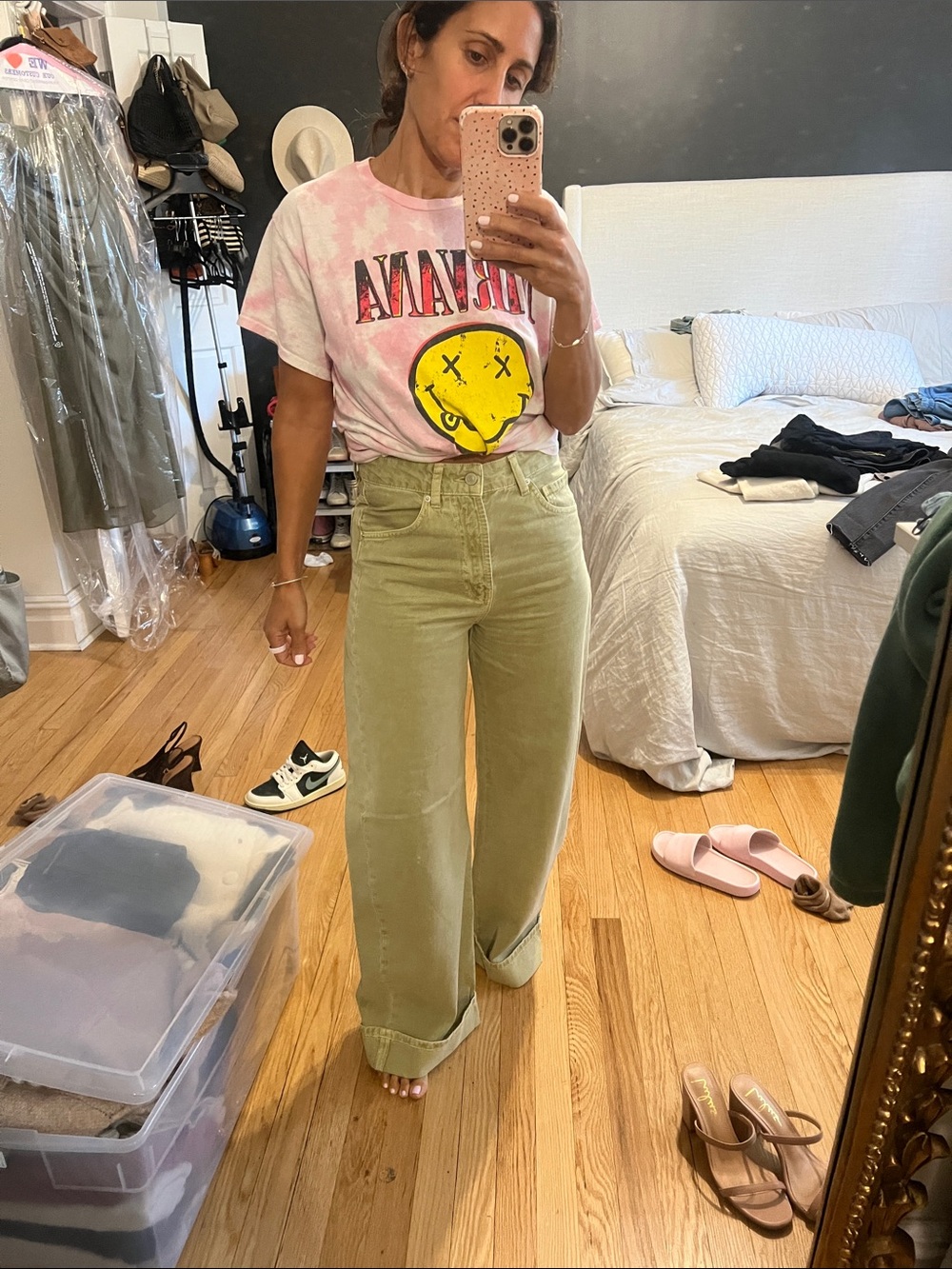 Madewell Olive Green Wide-Leg High-Rise Jeans